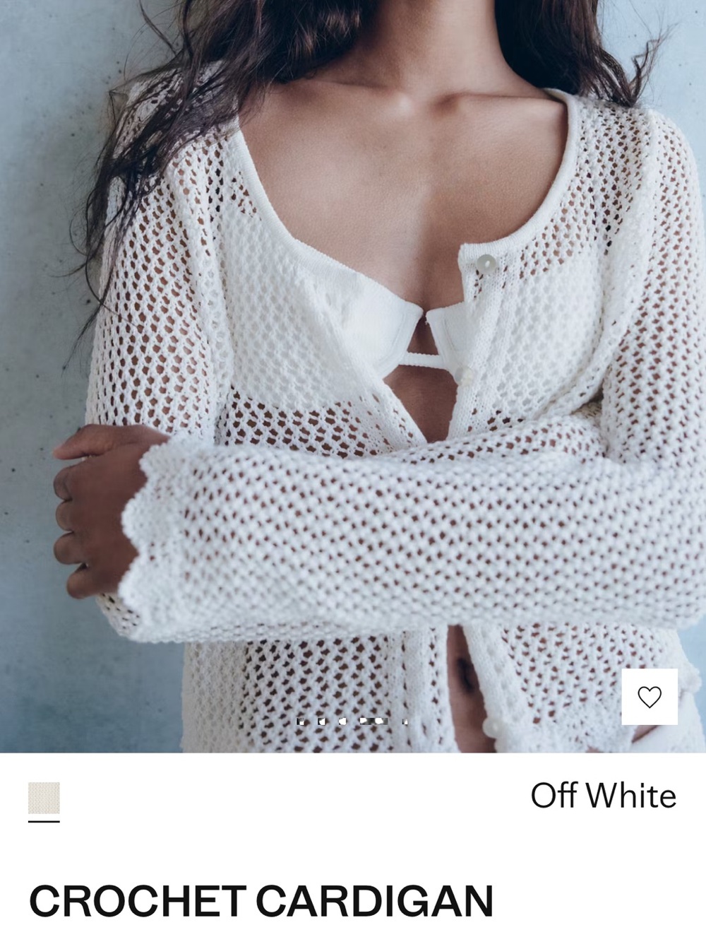 Mango Off White Crochet Cardigan with Buttons